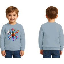 Sedirli Unisex Brawl Stars Baskılı Çocuk Swaetshirt 3 Iplik Şardonlu