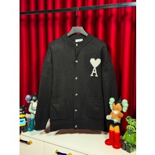 Ami Paris Erkek Siyah Oversize Hırka - A Patch Detaylı