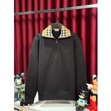 Burberry Ekose Desenli Yarım Fermuarlı Sweatshirt