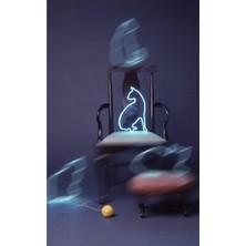 Neon LED Aydınlatma Kedi Silüet Gece Lambası Parti Süsü Işıklı Duvar Dekor - Mavi Renk