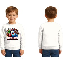 Sedirli Unisex Roblox Baskılı Çocuk Swaetshirt 3 Iplik Şardonlu