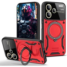 Redmi Note 13 Joy Lens Standlı Kapak - Kırmızı