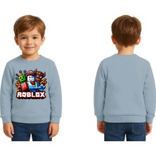 Sedirli Unisex Roblox Baskılı Çocuk Swaetshirt 3 Iplik Şardonlu