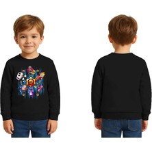 Sedirli Unisex Brawl Stars Baskılı Çocuk Swaetshirt 3 Iplik Şardonlu