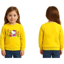 Sedirli Unisex Hello Kity Baskılı Çocuk Swaetshirt 3 Iplik Şardonlu