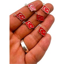 Türk Bayrağı Kolye Ucu, Takı Malzemesi, Türk Bayrağı Takı Aparatı 1 Adet (Kararmaz)