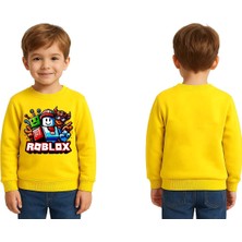Sedirli Unisex Roblox Baskılı Çocuk Swaetshirt 3 Iplik Şardonlu