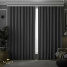 Groster Spor Antrasit Blackout, Işık Güneş Geçirmez Karartma Perde Güneşlik, Fon Perde Pilesiz  [enxboy]
