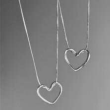 Lente Aksesuar Kadın Çelik Düğüm Kalp Kolye - Minimalist Geçmeli Kalp ve Yılan Zincir