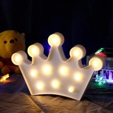 Sinerjim 3D Dekoratif Pilli Kraliçe Tacı Model Led Masa ve Gece Lambası