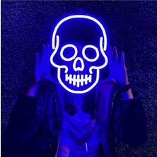 Skull Kuru Kafa Danger Tehlike Mavi Neon LED Işık Kuru Kafa Gece Lambası 40 cm