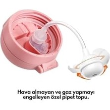 260ML Pipetli Sevimli Arkadaşlar Desenli Çıngıraklı Akıllı Pipet Toplu Tritan Su Matarası (Sarı-Lacivert)