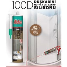 100D Duşkabini, Mutfak ve Banyo Silikonu, ŞEFFAF,%100 Silikon, Hızlı Kuruyan, Küf Tutmaz, Su Geçirmez,sararma Yapmaz