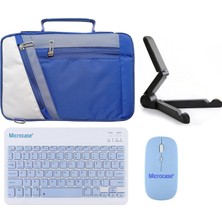 Microcase Lenovo Tab One 8.7 Inch Türkçe Bluetooth Klavye +Mouse+ Standı-Mavi AL4384