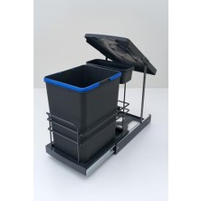 Cassone 16+1 Litre Dolap Içi Raylı Teleskopik Çöp Kovası, Minimum Kapak Genişliği 40 cm