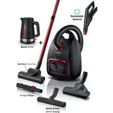 Bosch Kettle Mymoment +10 Yıl Motor Garantili Kumandalı Kontrol Turbo Halı Döver Başlıklı Serie 6 Propower 850 W Toz Torbalı Süpürge