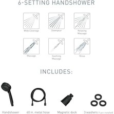 26100BL Engage Hydroenergetix 8-Spray 5 Inç. Tek Duvara Monte Sabit Ayarlanabilir Duş Başlığı Krom, Mat Siyah