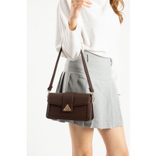 Asel Çanta,kilit Detaylı,üç Gözlü ,baget kahverengi Kadın Kol ve Çapraz Çantası