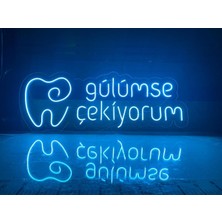 "Gülümse Çekiyorum" Neon Tabela, Dentist, Diş Hekimi, Diş Kliniği için 80CM