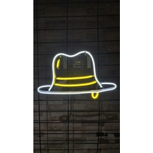 Fötr Şapka Neon LED Tabela Dekoratif Aydınlatma 35 x 25 cm