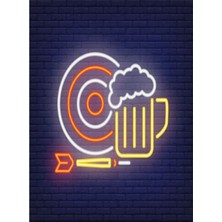 Beer ve Dart Neon Tabela 50 x 50 cm