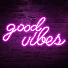 Neon Duvar Yazısı "good Vibes" Neon Tabela 40X20CM