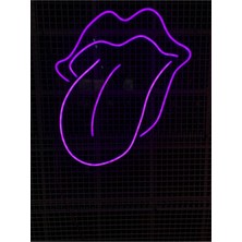 Mor Dil Dudak Neon LED Işık