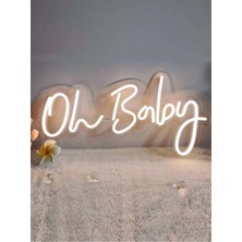 Oh Baby Neon LED Tabela-Dekoratif Aydınlatma-Beyaz 40 x 20 cm