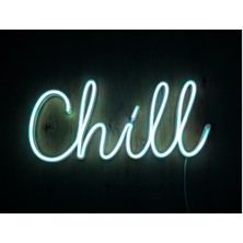 Chill Neon LED Dekoratif Aydınlatma Beyaz 3D Plastik Gövdeli. 39X18 Cm. Adaptör Dahil.