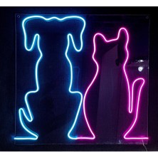 Kedi Köpek Veteriner Neon LED Tabela 60 x 60 cm