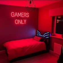 Neon LED Dekoratif Duvar Yazısı Gaming Tablo Gamers Only 80X40CM