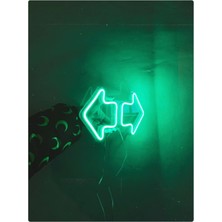 Yeşil Ikili Ok Sinyal Ikaz Lambası Neon LED Garajlara Atölyelere Özel 40 x 20 cm