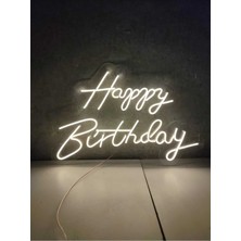 Happy Birthday Doğum Günü Neon Yazı Dekoratif Işık Organizasyon Arka Plan Aydınlatma 45 x 25 cm