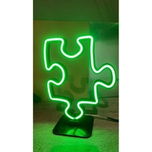 Puzzle Neon LED Tabela Aydınlatma 23 x 18 cm Standlı 3D Baskı Plastik Gövdeli. Adaptör Dahil.