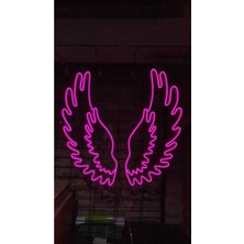 Melek Kanadı Pembe Neon LED Tabela 60 x 60 cm