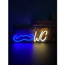 'erkek Wc' Işıklı Neon LED Dekoratif Duvar Yazısı Tabelası (35X13CM)