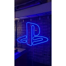 Playstation Logo Neon LED Tabela Ölçü Seçenekli Mavi Renk 60 x 40 /