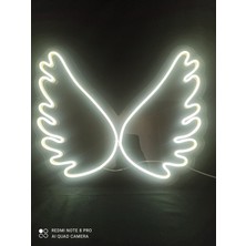 Melek Kanadı Neon LED Duvar Dekoru | 42X35 cm Büyük Boy | Pleksi Tabanlı Işık Tasarımı