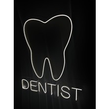 Neon Tabela Dentist Yazılı Diş Neon LED Işıklı Tablo 50 x 47 cm
