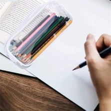 Kalem Çantası, 4 Adet Şeffaf Pvc Fermuarlı Kırtasiye Çantası, Seyahat ve Okul Için Şeffaf Kalemlik, Erkek, Kadın ve Öğrenciler Için