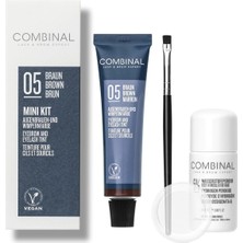 Combinal Renk Kırmak, Işıltı ve Parlaklık Veren Kahve Kaş Kirpik Boya Seti 15ML+OKSIDAN 20ML