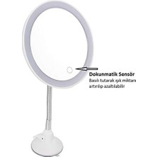 - Şerit LED Işıklı Banyo Makyaj-Tıraş Aynası, 10X Hd Büyütme, Esnek, Dokunmatik Işık Kısma, Ayarlanabilir Kol