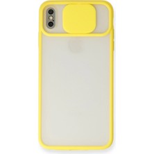 Iphone x Kılıf Palm Buzlu Kamera Sürgülü Silikon - Sarı