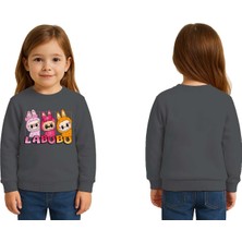 Sedirli Unisex Labubu Baskılı Çocuk Swaetshirt 3 Iplik Şardonlu