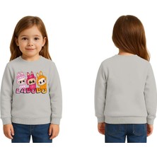 Sedirli Unisex Labubu Baskılı Çocuk Swaetshirt 3 Iplik Şardonlu