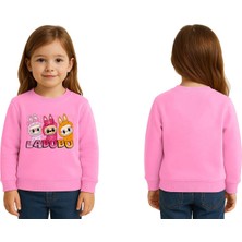 Sedirli Unisex Labubu Baskılı Çocuk Swaetshirt 3 Iplik Şardonlu