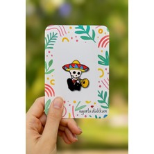 Takıntı Takı Meksikalı Trampet Çalan Iskelet Rozeti