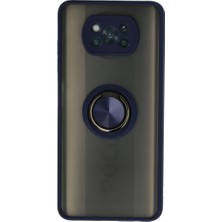 Pocophone X3 Kılıf Montreal Yüzüklü Silikon Kapak - Lacivert