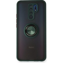 Redmi 9 Kılıf Montreal Yüzüklü Silikon Kapak - Yeşil