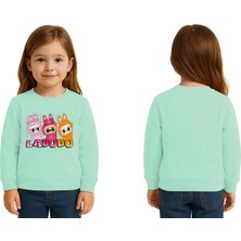 Sedirli Unisex Labubu Baskılı Çocuk Swaetshirt 3 Iplik Şardonlu